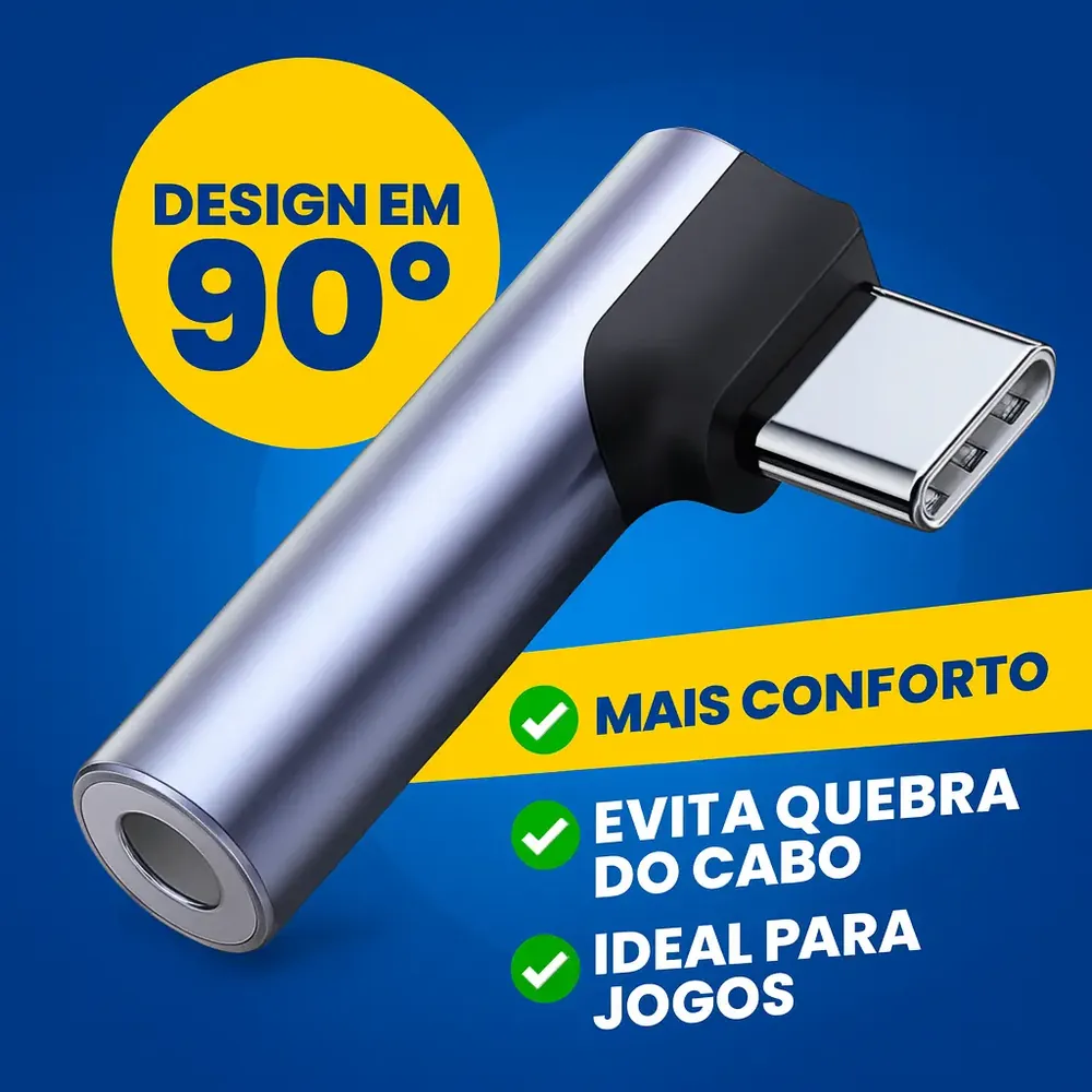 Adaptador 90 graus: mais conforto, evita quebra do cabo, ideal para jogos