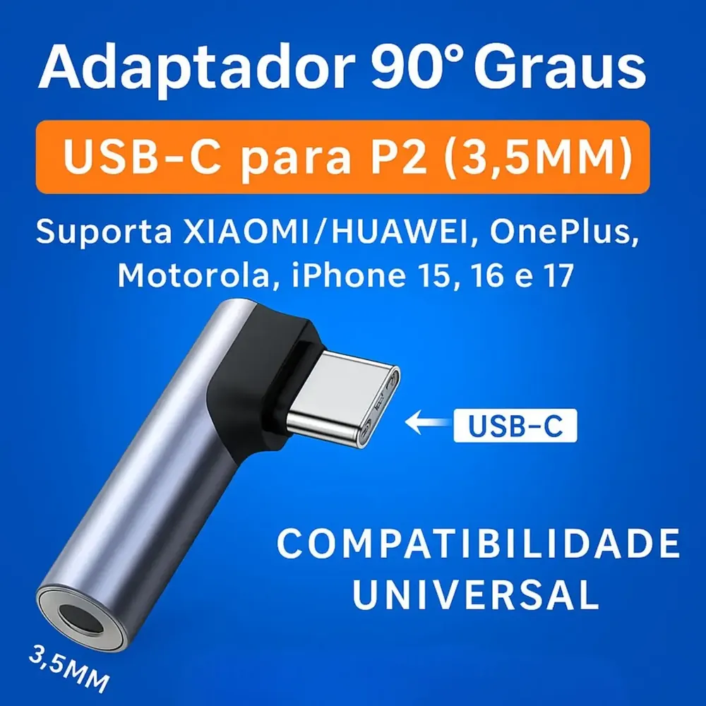 Compatibilidade universal USB-C para P2