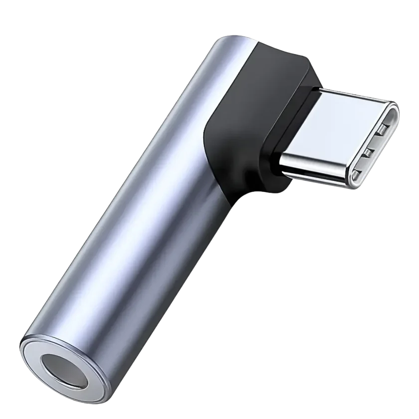 Adaptador USB-C para P2 90 graus TOND com chip DAC
